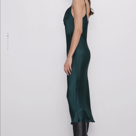 Green cowl neck dress zara Dresses Images 2022